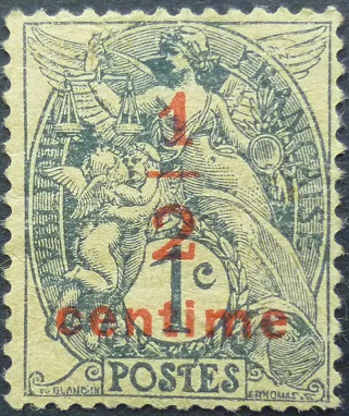 France SG379 ½ cent on 1 cent grey 1919
