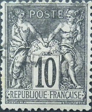 France SG255 10 cent black on lilac 1877