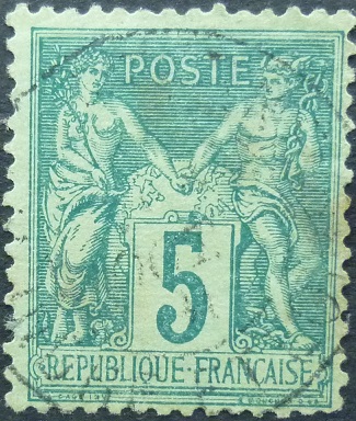 France SG228 5 cents green 1876