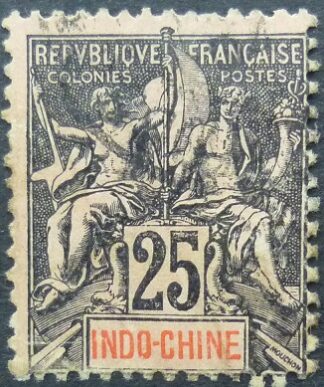 France Indo-China SG017 25 cents black on red 1892