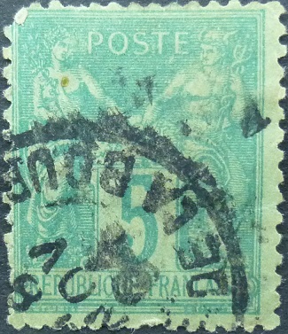 France SG228 5 cents green 1876