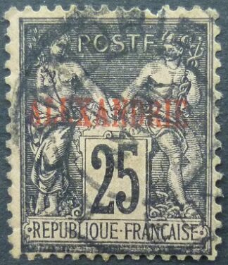 France Alexandria SG011 25 cents black on red 1899