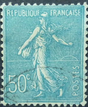 France SG383 50 cent blue 1920