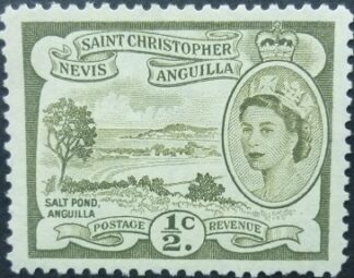 St Christopher Nevis & Anguilla SG106a ½d olive 1954