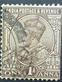 India SG197 1 anna chocolate 1911