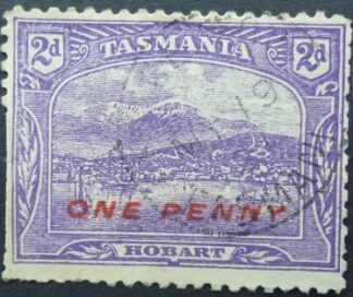 Tasmania SG252 1d on 2d violet 1912