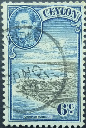Ceylon SG388 6 cents black & blue 1938