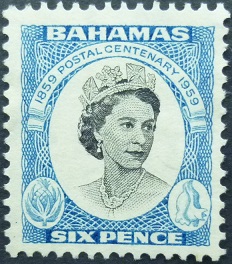 Bahamas SG219 6D black & blue 1959