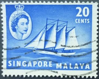 Singapore SG046 20 cents blue 1955