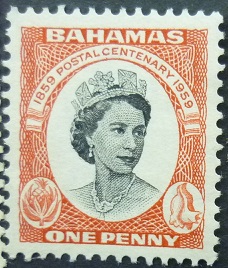 Bahamas SG217 1d black & red 1959