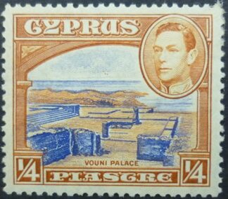 Cyprus SG151 ¼ pi blue & brown 1938