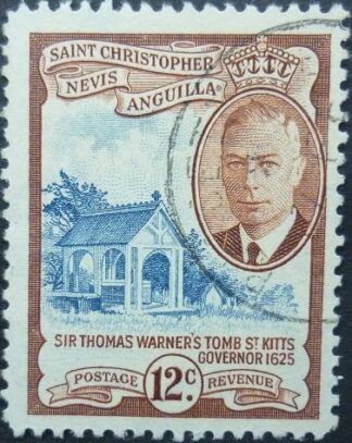 St Christopher Nevis & Anguilla SG100 12 cent blue & brown  1952