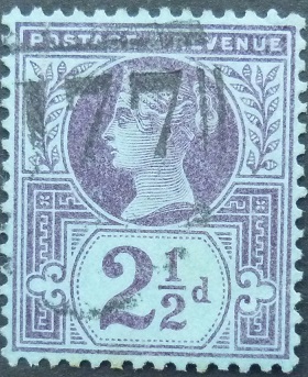 Victoria SG201 2½d purple on blue 1887