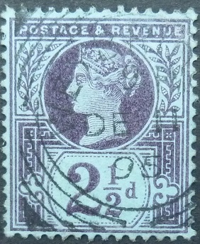 Victoria SG201 2½d purple on blue 1887