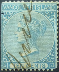 Vancouver Island SG014 10 cents blue 1865