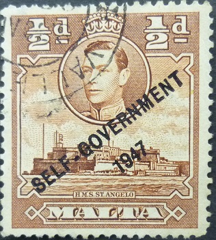Malta SG234 ½d brown 1948