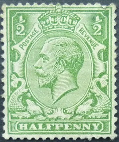 George V SG418 ½d green 1912
