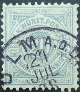 Germany Wurttemberg 1875 SG095 20 pf blue