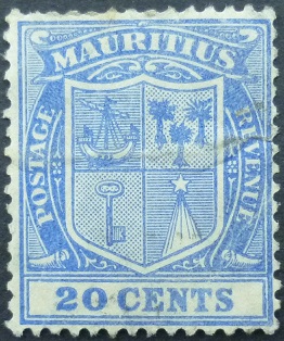 Mauritius 1910 SG220 20 cents blue