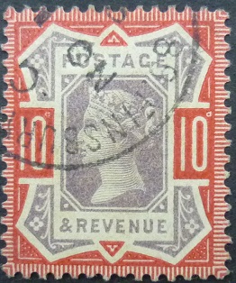 Victoria 1887 SG210 10d purple on red