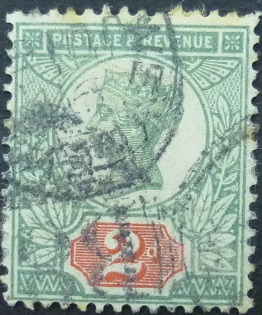 Victoria 1887 SG200 2d green & red