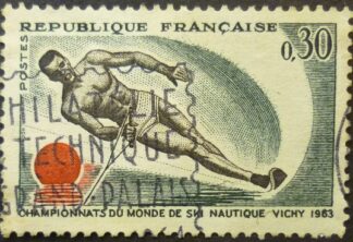 France 1963 ~SG1624 30 cents black red & turquoise