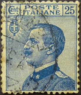 Italy 1906 SG077 25 cents blue