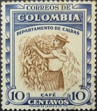 Columbia 1956 SG881 10 cents brown & blue