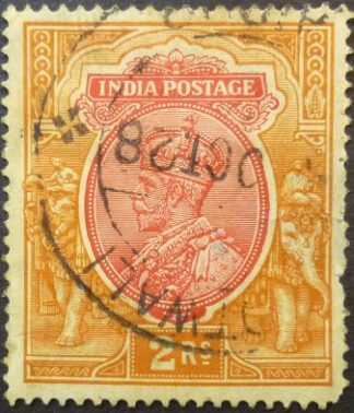 India 1911 SG215 2 rupees red & orange