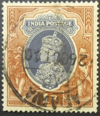 India 1937 SG259 1 rupee slate & brown