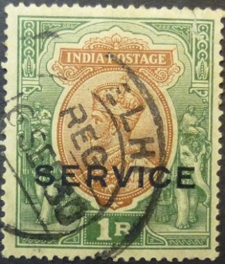 India 1911 SG214 1 rupee brown & green