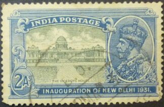 India 1931 SG229w 2 annas green & blue