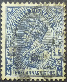 India 1932 SG238 3 annas 6 pies blue