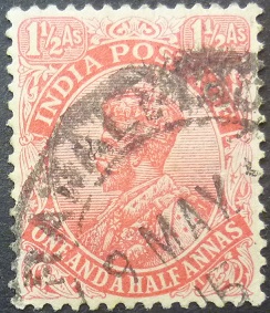 India SG204 1½ annas red 1911