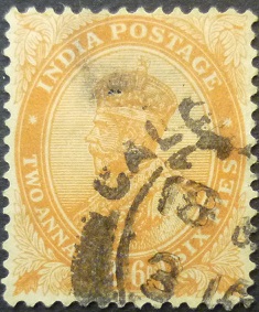India 1911 SG207 2 annas 6 pies orange