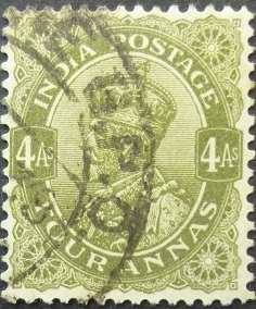 India 1911 SG210 4 annas olive