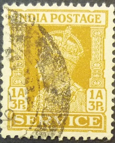 India ~SERVICE 1939 SGO146a 1 anna 3 pies brown