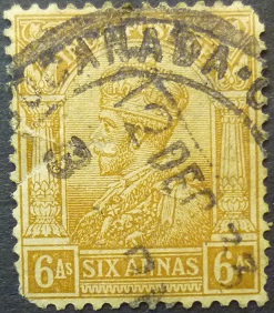 India 1911 SG177 6 annas bistre