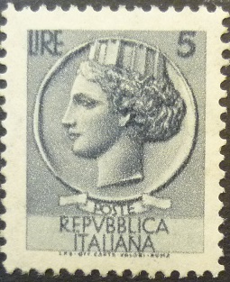 Italy SG888 5 lira grey 1953